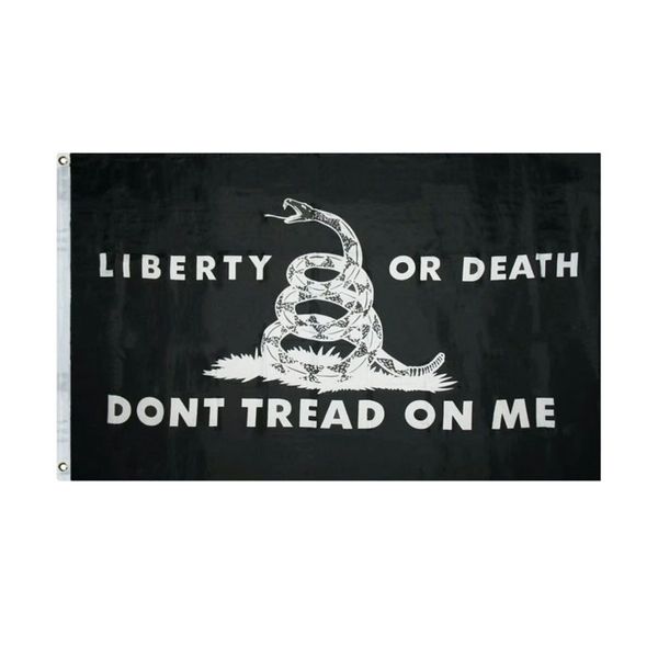 Liberty o Death Black Bandiera 3x5 ft Doppia cucitura Banner 90x150 cm Regalo del partito 68D Poliestere stampato caldo Vendita calda!