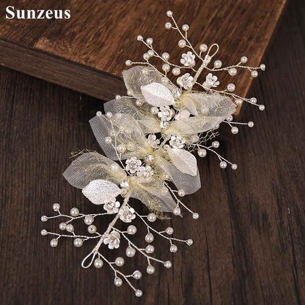 

hair clips & barrettes cute small headband flower girls wedding party headwear yarn flowers pearls bridal jewelry broches para el cabello hd, Golden;silver