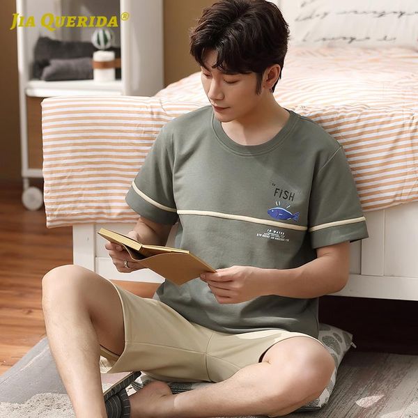 

new green short sleeve short pants crew neck chinese pajamas set pajamas sleeping suits for men fashion style casual style, Black;brown
