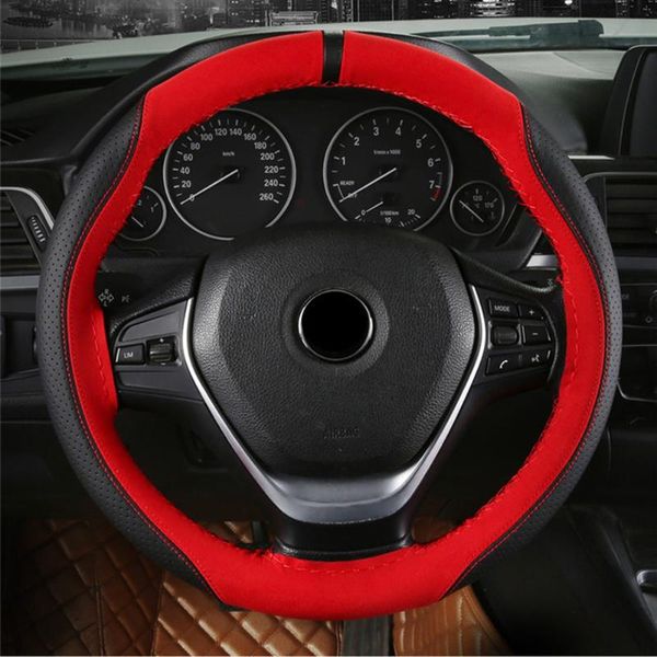 

steering wheel covers black and red cover universal wear-resisting accessories
