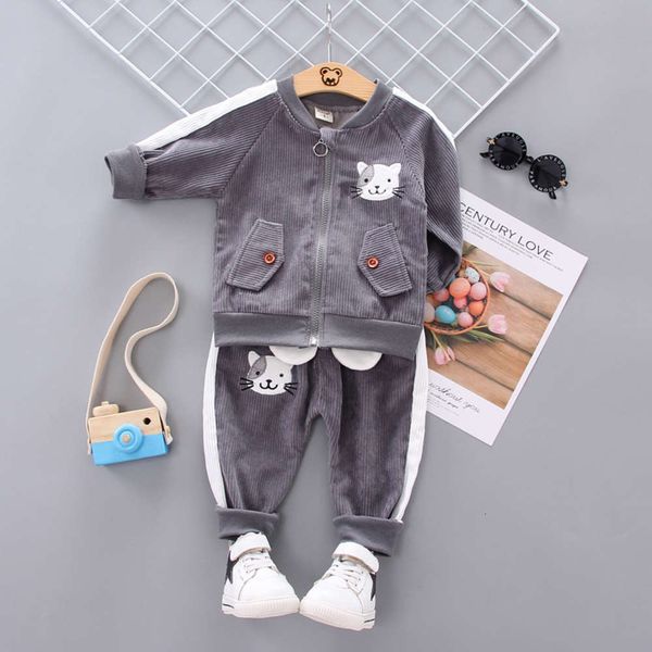 

corduroy new fall 2021 trendy baby boy kitten children's two piece girl's suit