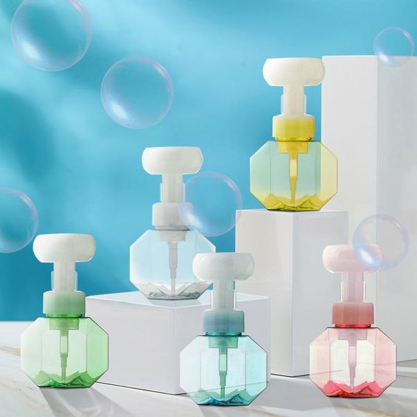 

liquid soap dispenser 300ml foaming pump flower shape foam empty bottle plastic clear shower gel bathroom products#01