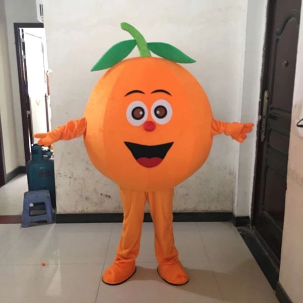 Costume da mascotte arancione di Halloween Costume da mascotte arancione di alta qualità Cartoon Fruit Peluche Personaggio a tema anime Formato adulto Carnevale di Natale Festa di compleanno Fancy Outfit