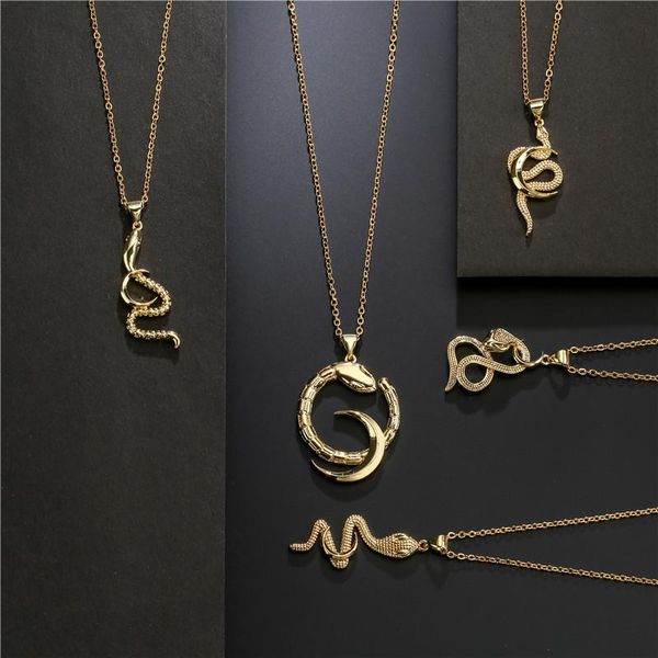 

pendant necklaces kaplan center fashion jewelry choker with rhinestones punk neck chains hip hop snake pendants for couples women necklace, Silver