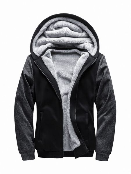 

men teddy lined hooded jacket t5kt#, Black;brown
