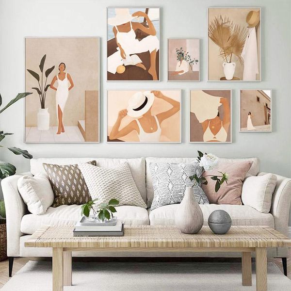 

paintings abstract fashion girl summer read travel wall art canvas painting nordic posters and prints pictures for living room decor