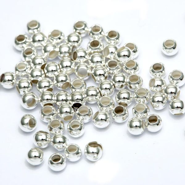 

other 1000pcs small round ball metal silver spacer beads 3mm for jewelry making women diy bracelet necklace findings