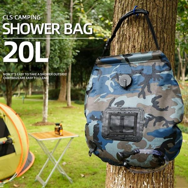 

hydration packs 20l solar shower bag camouflage portable camping heating outdoor travel sun head for beach climbing fishing hiking tool