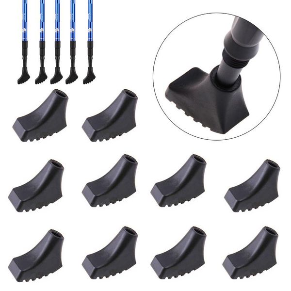 

trekking poles 10pcs nordic walking pole tip protectors rubber pads buffer replacement tips end for hiking stick outdoor tools