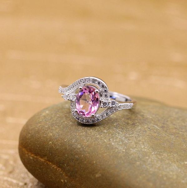 

cluster rings metjakt fashionable and exquisite s925 sterling silver pink z ladies open ring, Golden;silver