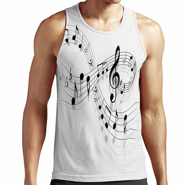 

men's tank undershirt shirt 3d print graphic prints notes plus size round neck casual daily print sleeveless basic designer big and ta, White;black