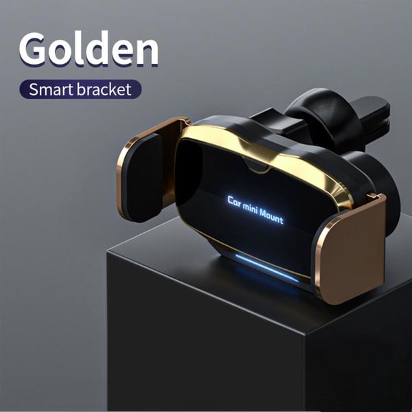 

cell phone mounts & holders electric locks gravity car holder metal auto air outlet mobilephone stand for 4.7-6.5 inch invisibile support