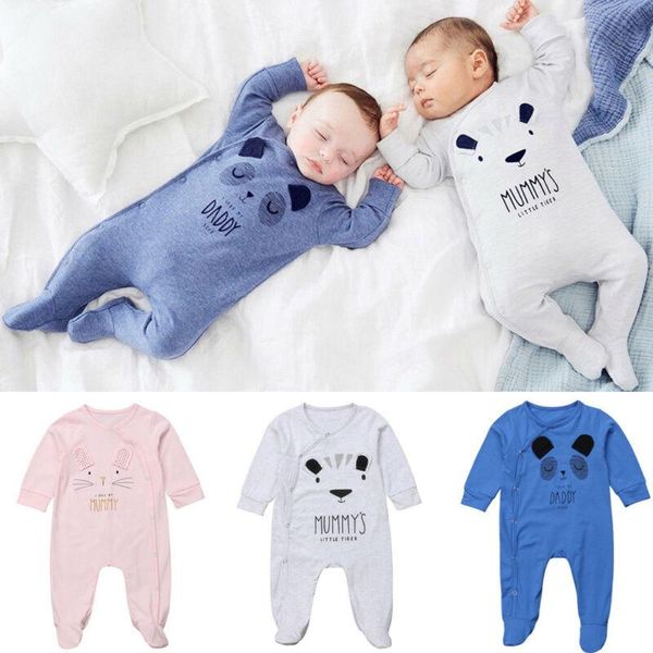 

jumpsuits infant cartoon bear baby clothes girl boys long sleeve daddy mummy rompers babygrow sleepsuits romper 0-18 months, Blue