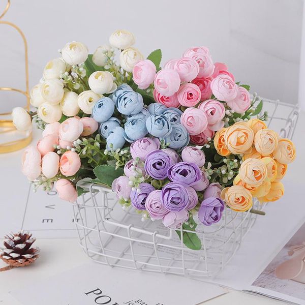 

decorative flowers & wreaths a bunch of 15 artificial rose tea bud fake diy party garden wedding decoration pography props holding bouquet