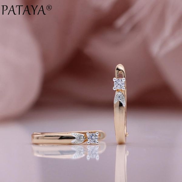 

dangle & chandelier pataya round natural zircon u unusual earrings 585 rose gold vintage gift wedding fashion jewelry women metal earring, Silver