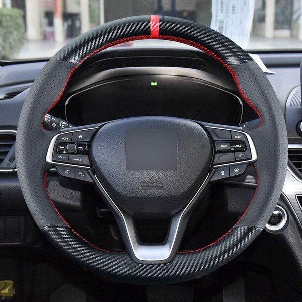 

diy stitching carbon fiber steering wheel cover for honda accord 10th generation insight 2019-2021 interior accessories