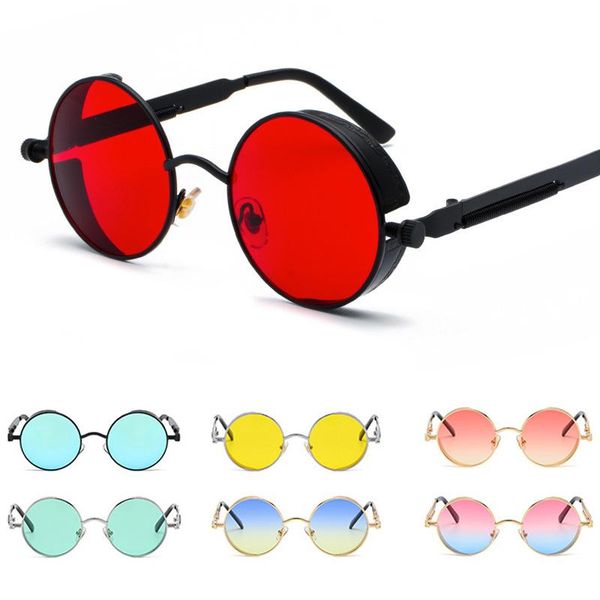 

sunglasses steampunk retro for men women vintage uv400 sun glass brand designer eyewear metal round style glasses, White;black