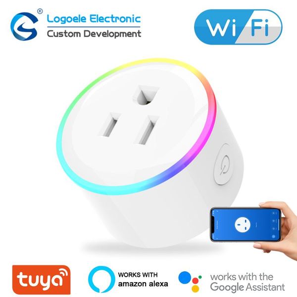 

smart power plugs logoele tuya wifi socket us plug 10a night light control timer compatible works with alexa google assistant home 100-240v