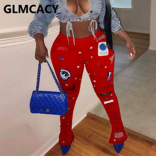 

ripped slim pants high street chic trousers 210702, Black;white