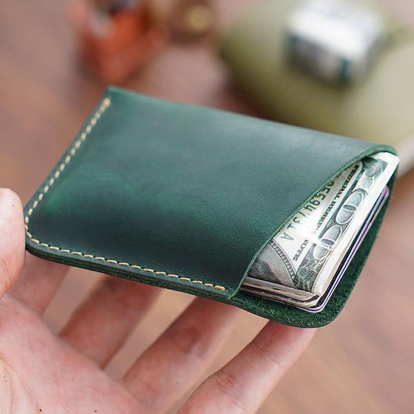 

card holders vintage handmade holder men genuine leather minimalist wallet for s mini cow business case, Brown;gray