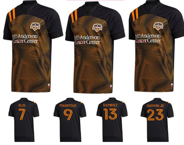 

custom made 20-21 houston dynamo 23 darwin jr 7 ellis 9 manotas 13 ramirez thai quality football shirt fan's clothing men's suit, Black;yellow