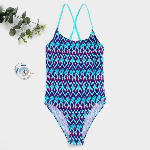

boho girls swimsuit one piece children's swimwear cross back girl bathing suits monokini summer beachwear 2021 kids swim wear