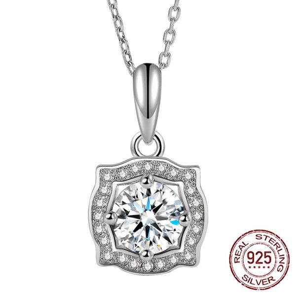 

925 sterling silver zircon necklace shining 1ct lab diamond choker necklaces for party female elegant fashion jewelry xdz112