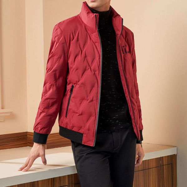 

winter new men's solid collar printing zipper pocket casual warm down jacket y4e018winter, Black