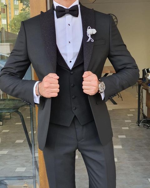 

men's suits & blazers (jacket+pants+vest) 2021 black suit for work male beach wedding 3 piece prom blazer party evening custom made, White;black