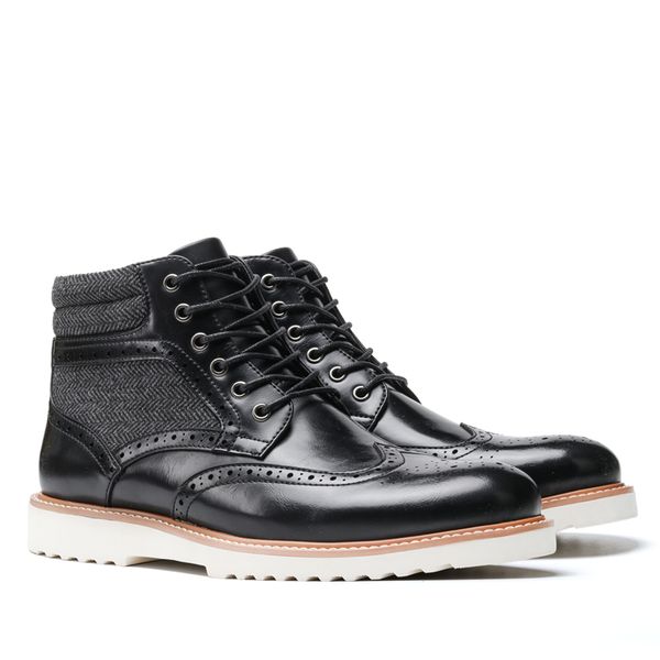 

leather boots brand comfortable 2021 fashion brogue boots leather #al612dress shoes, Black