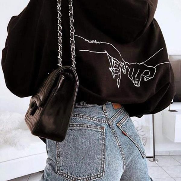 

women's blouses & shirts hoodies sweatshirts printed fleece pocket long sleeve street pullover hoodie sweatshirt sudadera, White