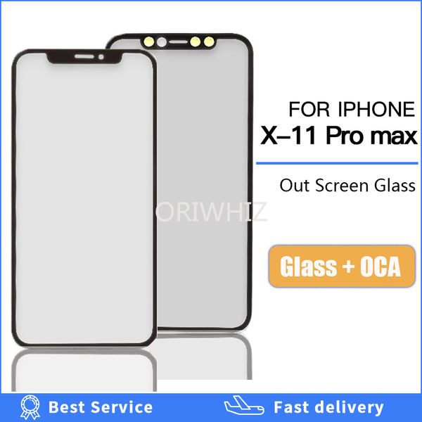 Стекло переднего экрана Внешнее стекло с клей OCA для iPhone X XS MAX XR 11 11PRO MAX экран ЖК-сенсорная линза Стеклянная замена стекла