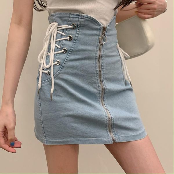 

skirts denim skirt summer high waist female thin a-line package hip tight-fitting one-step short, Black