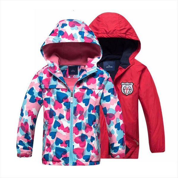 

girls color jackets toddler autumn jacket waterproof outdoor childrens clothing sports casual hooded coat fleece warm outerwear, Blue;gray