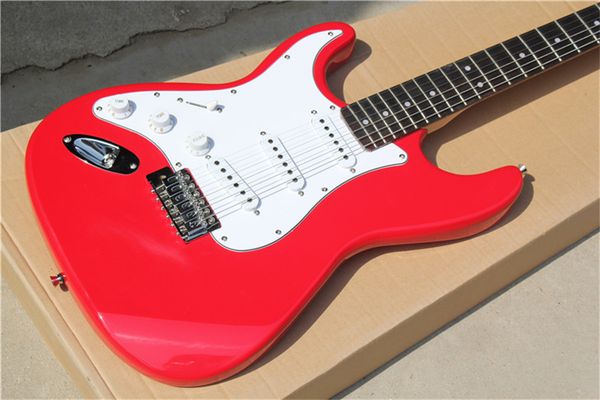 

6 strings red brown left handed electric guitar,yellow maple fretboard guitars