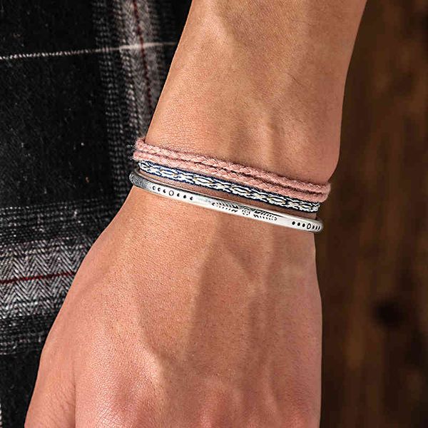 

3pcs/ set silver color leaf cuff bracelet & bangle tibetan handmade weave adjustable tassel rope chain dropshiping, Golden;silver