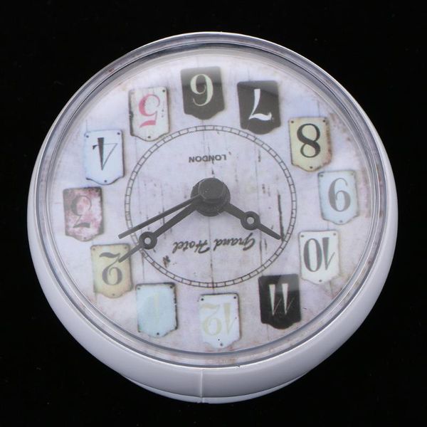 

european style small waterproof round clock for bathroom suction up mirror window clock, pink/ white