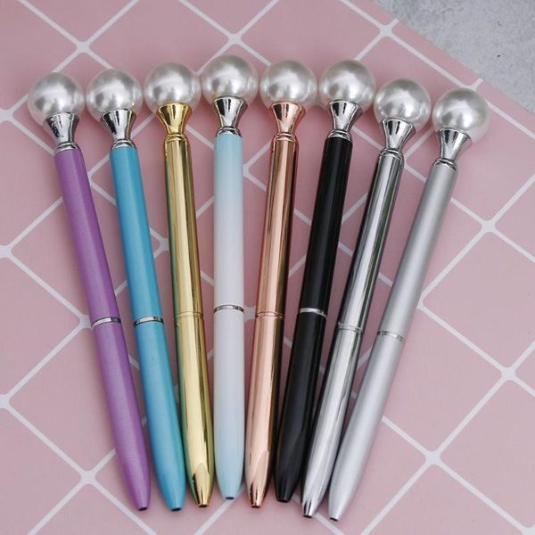 

ballpoint pens limit shows crystal pen fashion girl pearl metal material kawaii novelty for writing office stationery, Blue;orange