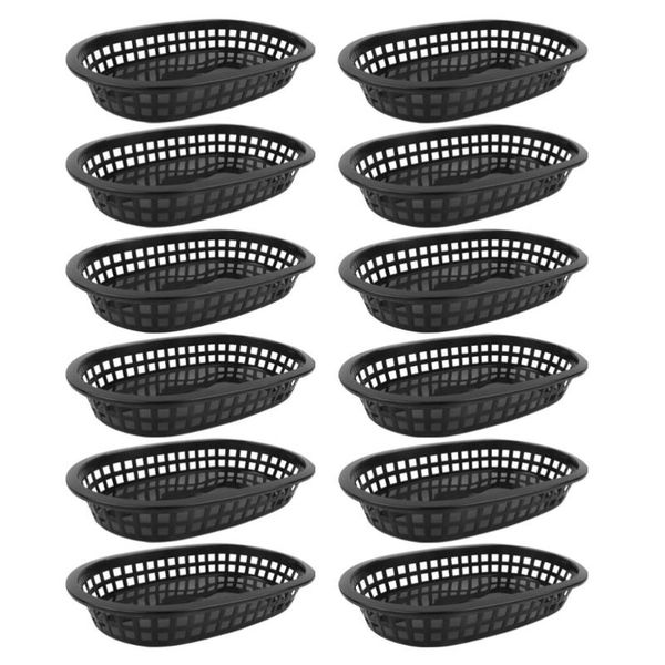 

storage baskets 12pcs fruit trays sitting room ktv dessert chip burger (black)