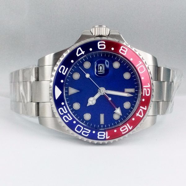 

4m bliger blue dial gmt red bezel sapphire crystal automatic while watching p7, Slivery;brown