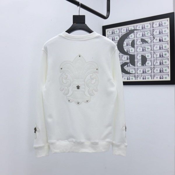 

autumn and winter new fashion brand crosin cross leather round neck loose long sleeve sweater men's and women's coats, Black