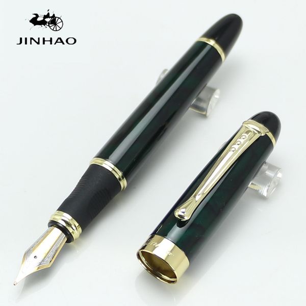 

wholesalenew jinhao x450 dark greed and golden fountain pen full metal golden clip 18 kgp 0 7mm broad nib office school supplies