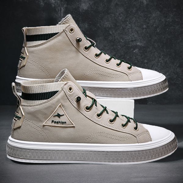 

high men canvas shoes comfortable casual sports outdoor sneakers breathable skateboarding shoes chaussure homme canvas shoes, Black;white