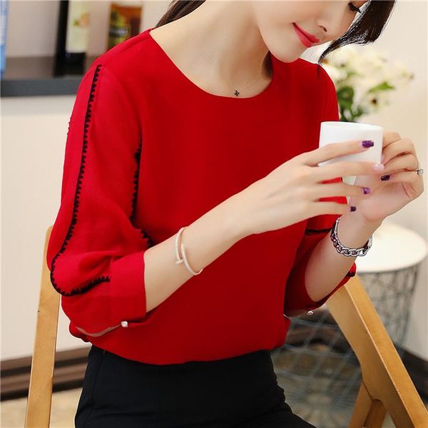 

women's blouses & shirts chiffon shirt spring dress quarter sleeve in 2021, White
