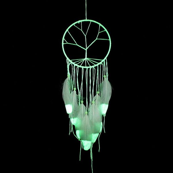 

decorative objects & figurines luminous life of tree feather dream catcher night bed glow wall hanging dreamcatchers home car decoration gif