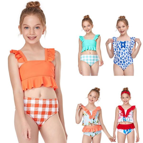 

one-pieces polka dot print 2021 kids swimsuit girls one-piece 2pcs baby cute swimwear beachwear children bathing suit, Black