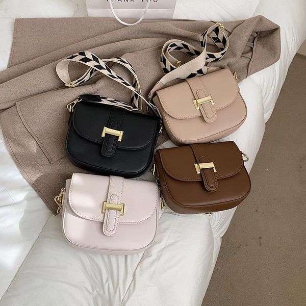 

evening bags solid color flap square crossbody for women pu leather trendy wide strap designer handbags ladies luxury small shoulder bag