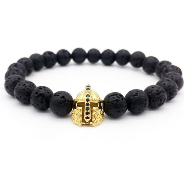 

bracelet lava stone armor micro inlaid helmet charm volcanic, Golden;silver