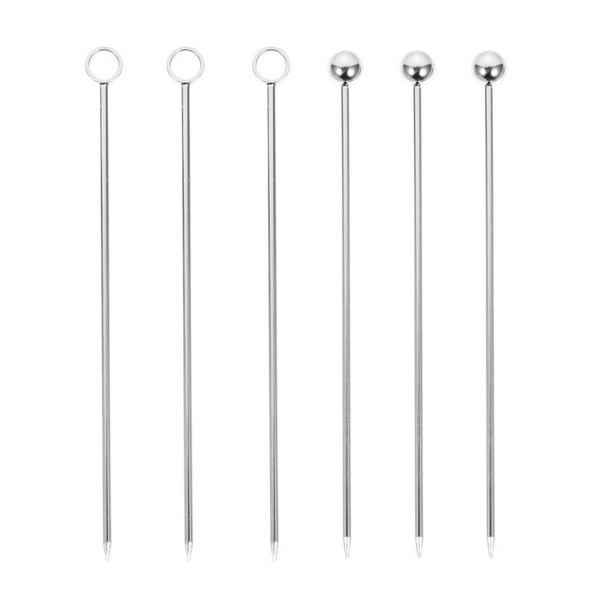 

forks 1 set 6pcs stainless steel fruits picks practical cocktail (silver)