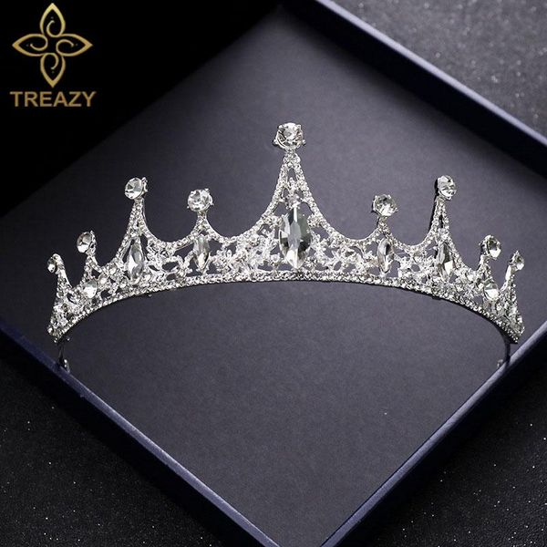 

hair clips & barrettes treazy silver color crystal wedding crown headband korean style bridal tiaras pageant prom women accessories birthday, Golden;silver